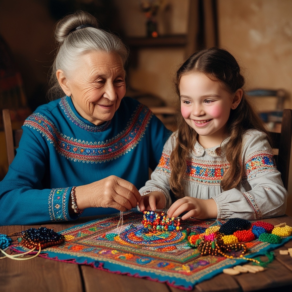 В своих предыдущих рассказах я уже упоминала о том, как вышивка бисером стала неотъемлемой частью моей жизни с ранних лет. Этот творческий путь начинался ещё в школьные годы, когда я с увлечением осваивала бисероплетение. Путь к знаниям продолжался — я закончила школу,  первое высшее образование, устроилась на работу и поступила на второе высшее. Но всё это время моим верным спутником оставалась вышивка бисером.

Лет семь назад со мной  произошела ещё одна интересная история. 

Меня направили в длительную командировку в другой город. Я, конечно, взяла с собой коробку с бисером, бусинами и другими мелочами для вышивки. Проводить вечера за вышивкой гораздо интереснее, чем отдыхать у экрана телевизора.

Однажды, возвращаясь с работы, я встретила на лестничной клетке соседку — женщину лет пятидесяти. Я поздоровалась, представилась, и пригласила соседку на чай. Та не отказалась и уже через несколько минут я грела чайник и хлопотала на кухне, пока мы с соседкой беседовали. В разговоре узнала, что её зовут Люба. Она одна вырастила и выдала замуж дочь, теперь живет одна, но к ней часто приезжают внуки, иногда на несколько недель, когда их родители уезжают в командировки. Мы немного пообщались и вскоре разошлись.

Несмотря на то, что у Любы были свои заботы, она часто заглядывала ко мне на чай по вечерам. В ходе одной из таких встреч я узнала, что в молодости она тоже увлекалась вышивкой, но предпочитала вышивать гладью. Мы разговорились, и Люба с грустью призналась, что у неё возникают трудности в общении с внучкой — девочка, которая подрастала и больше не хотела оставаться у бабушки, так как скучала по своим друзьям из родного района.

В один из субботних вечеров я услышала звонок в дверь. Открыв дверь, я увидела Любу. Она держала за руку девочку лет 11-12.  Люба попросила меня присмотреть за ребёнком на некоторое время, пока она отвезёт младшего в больницу. Я  согласилась, и провела девочку в комнату. Оля- так звали девочку, заинтересованно подошла к столу, где был разложен мой бисер.

«Можно потрогать?» — спросила она, с любопытством разглядывая разноцветные бисеринки. Я конечно же  разрешила. 
Оля призналась, что у её бабушки хранится много материалов для вышивки, однако она ни разу не видела, чтобы бабушка занималась вышивкой. Я спросила: «Хотела бы ты научиться вышивать?» Девочка, смущаясь, ответила, что, возможно, это слишком сложно. Но я решила немного пошутить: «Что ты любишь больше всего? «Конфеты!» - ответила Оля. «Так давай вышивать конфеты!»: - предложила я.  Оля с радостью кивнула.

Я быстро нарисовала эскиз конфеты на фетре и начала пришивать бисер и бусины, обучая девочку. Оказалось, что Оля обладает настоящим талантом — она быстро схватывала, и вскоре уже продолжала работу самостоятельно. К возвращению Любы мы закончили вышивку брошки в виде конфеты, и я прикрепила её на футболку Оле. Девочка сияла от счастья.

Незадолго до моего отъезда я купила тортик и зашла к Любе, чтобы попрощаться. Открыв дверь, я увидела такую трогательную сцену: бабушка и внучка вместе увлечённо вышивали. Оля, больше не испытывая скуки, с удовольствием приезжала к бабушке, а Люба охотно делилась с внучкой своими знаниями и опытом в вышивке.

Эта простая, но такая яркая история  двух поколений оказалась не только о рукоделии, но и о том, как благодаря творчеству может быть возрождено тепло семейных уз. В вышивке бисером они нашли не просто увлечение, но и общий язык, который стал прочной основой их отношений.
