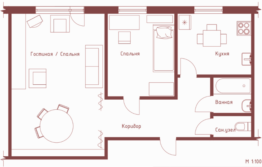 Планировка квартиры, где хила Катерина с Сашей