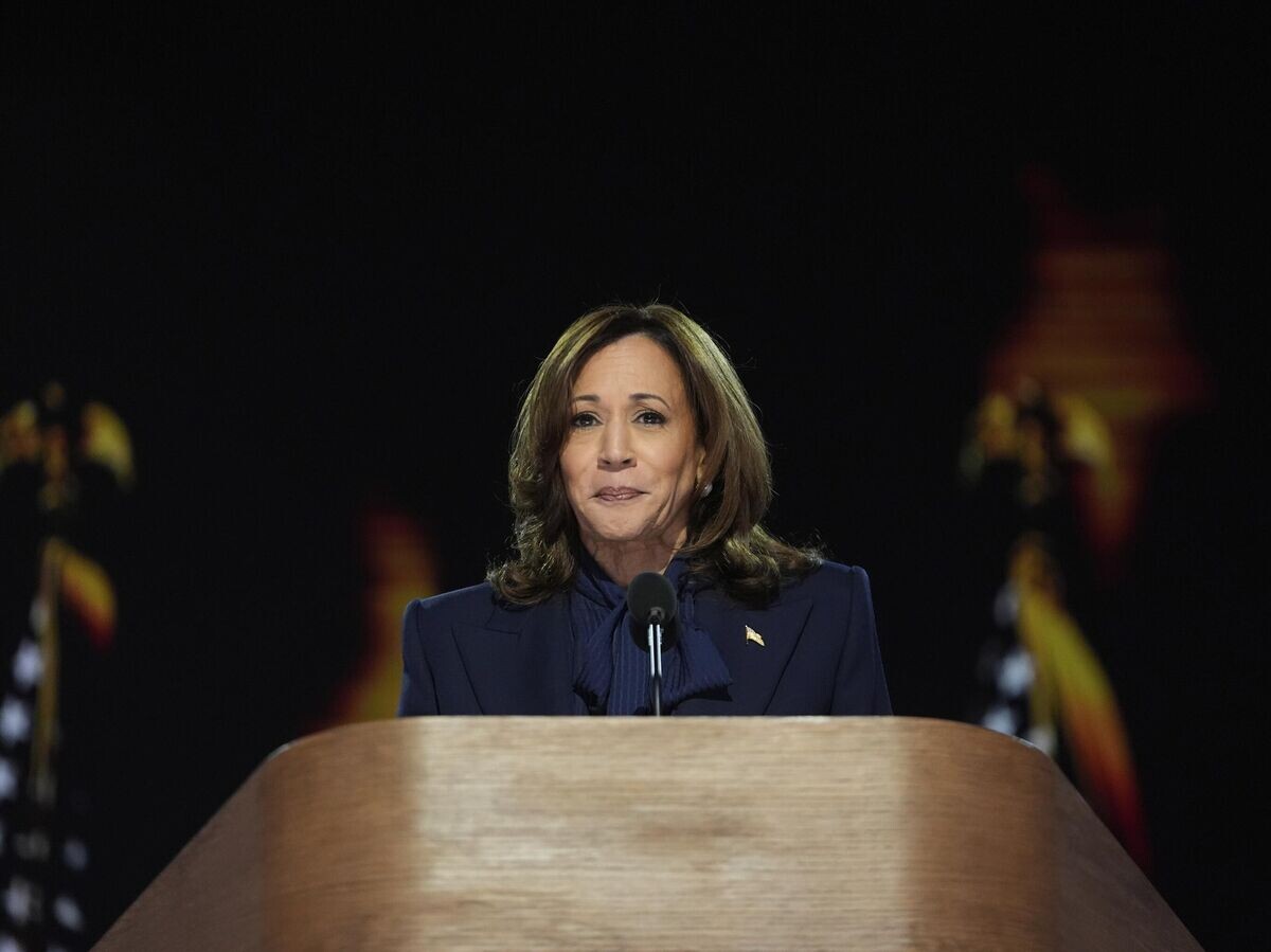    Кандидат на пост президента США от Демократической партии Камала Харрис выступает на Национальном съезде Демократической партии в Чикаго© AP Photo / Paul Sancya