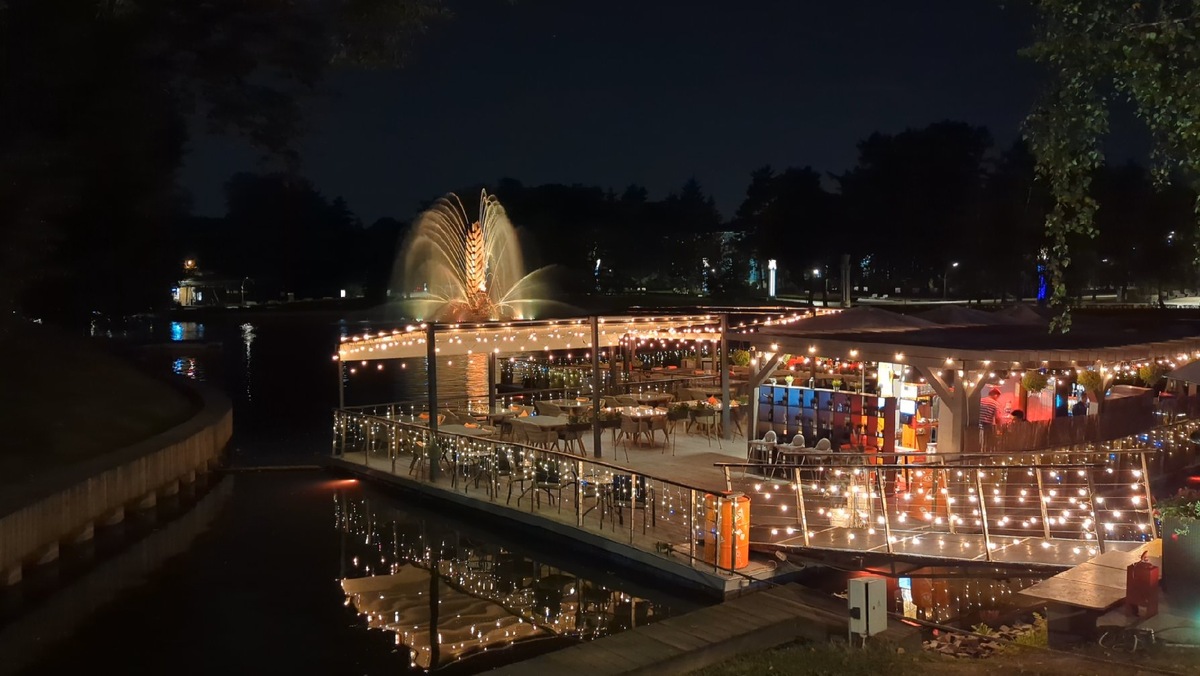 Фонтан Золотой колос и водная веранда кафе Фонтан View 