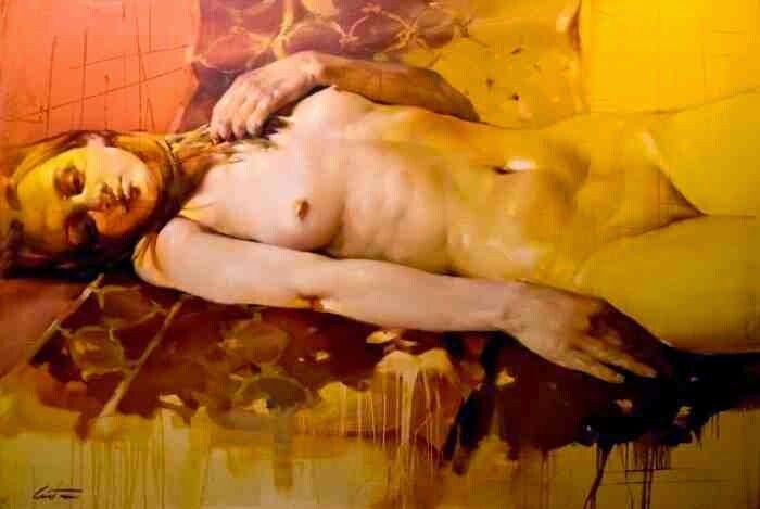 Картина художника Константина Дворецкого / Costa Dvorezky под названием " Лежащая модель"  Масло 72 "x 48" / 183 см x 122 см