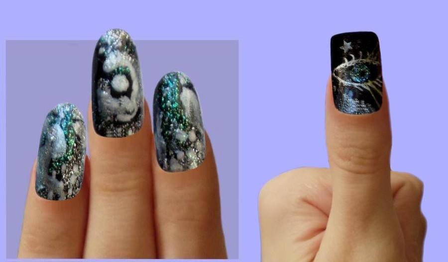 Коллаж. Ногтевой дизайн Галактика, Луна Галактики, Космический Глаз