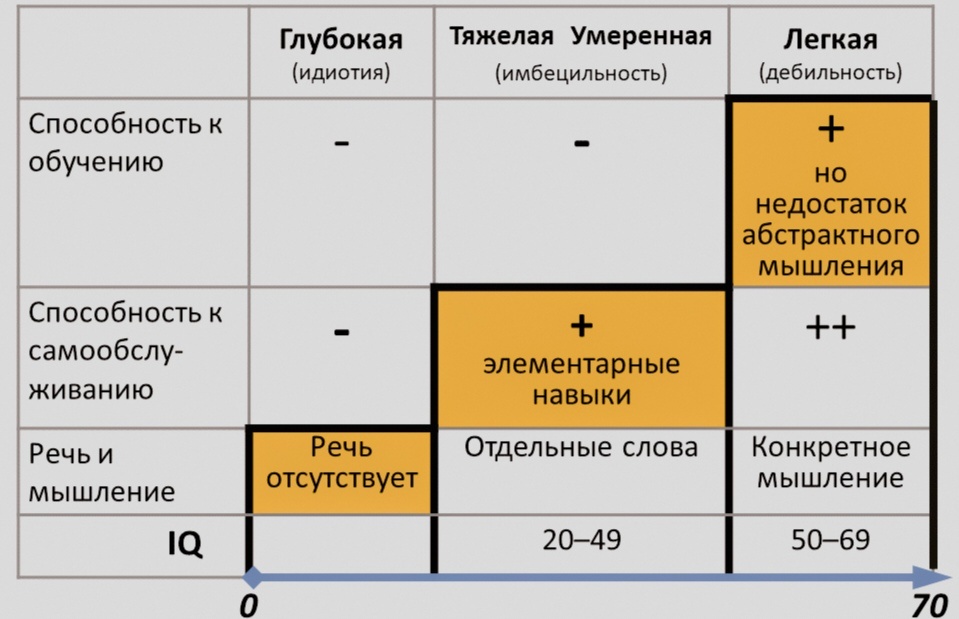 Степени умственной отсталости (Олигофрении)