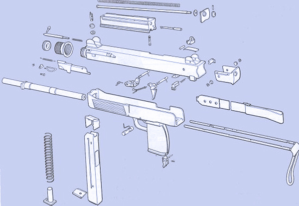 Взрыв-схема пистолета-пулемета