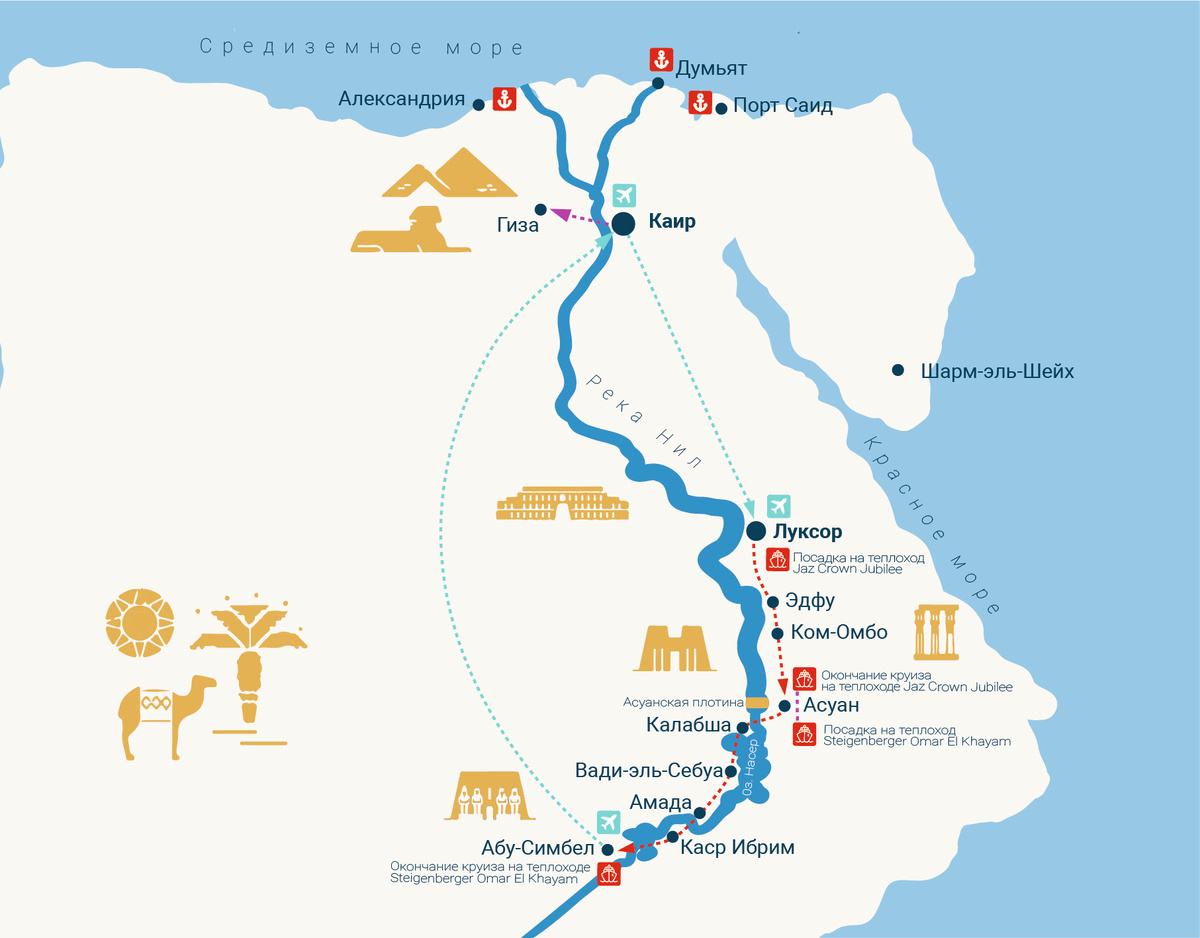 маршрут Гранд круиза по Нилу