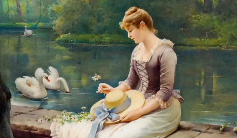 Перед смертью лебеди поют ещё слаще, чем когда-либо. «Женщина», Уильям Манцлер. (Public Domain)