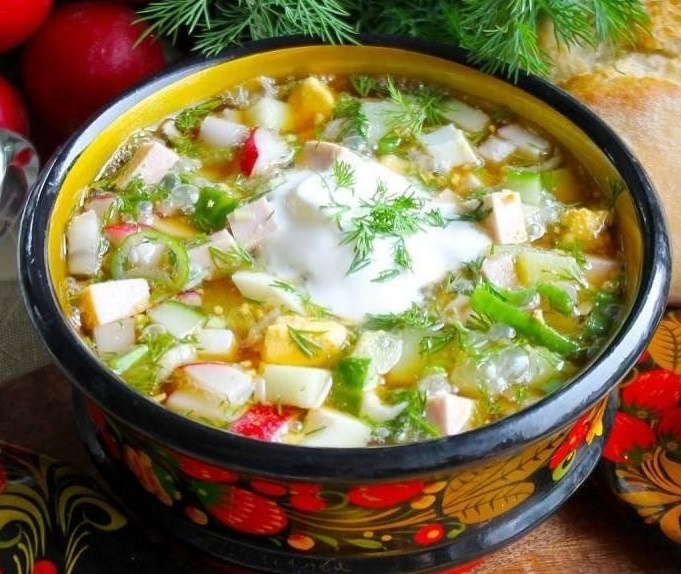 окрошка с курицей