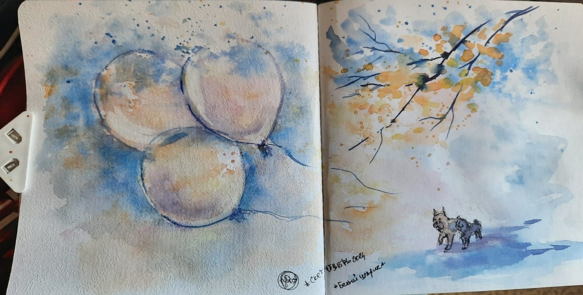 Я добавила в этот арт своих любимых моделей. И мои белые шарики, отражают все окружающее улетая в небо.