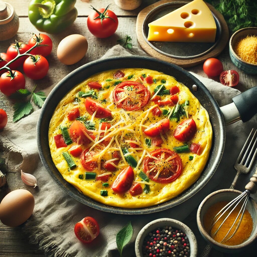                                                     Омлет с овощами и сыром