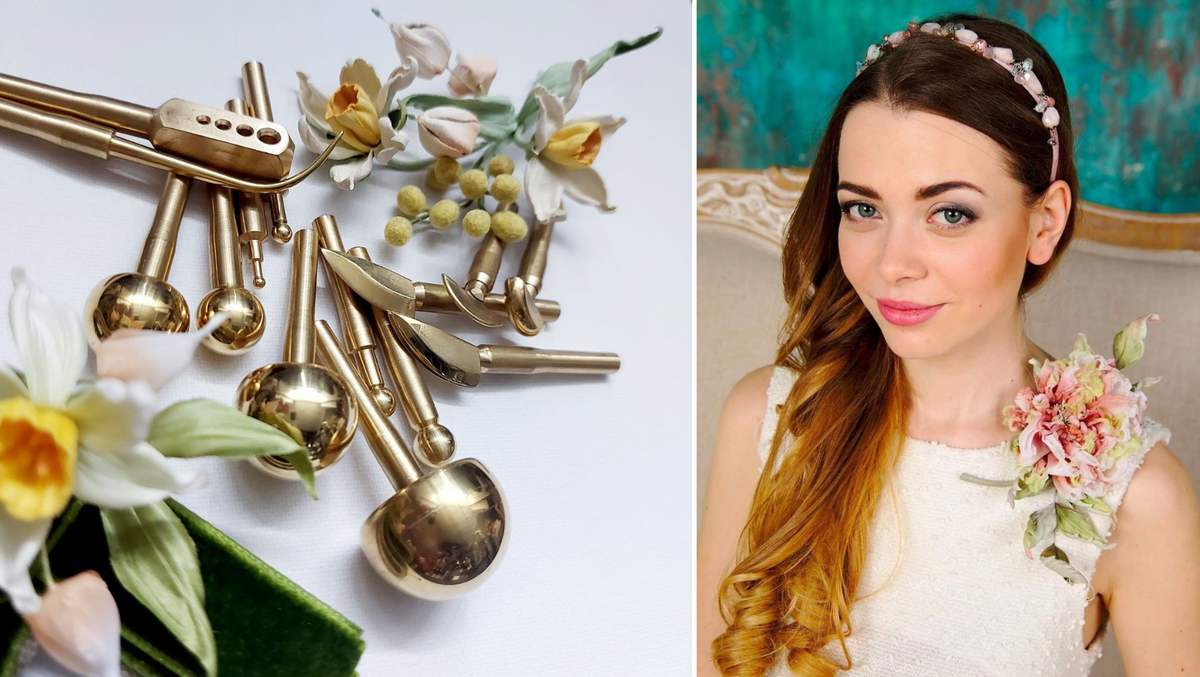 Набор для создания цветов из ткани - фото набора и цветы от дизайнера Полины Кузнецовой