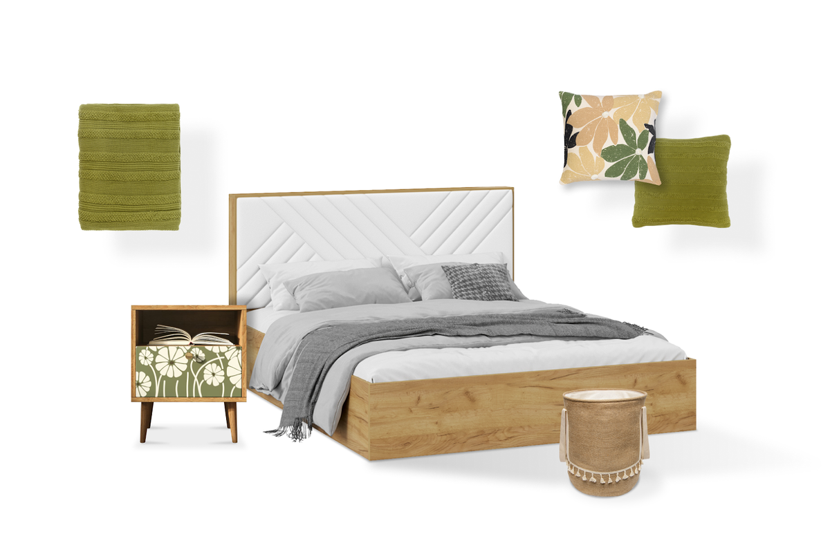 Код для поиска кровати «Хилтон» на сайте Home24 — 717900, покрывала Essential — 737412, корзины для белья «Кантри» — 741957, подушки Ethnic с цветочным принтом — 737484, подушки Essential буклированной вязки — 737495.