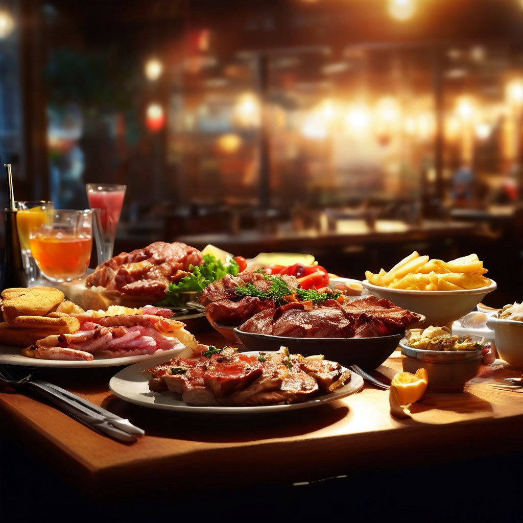 Скромный ужин в кафе.