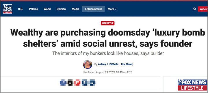 FOW NEWS. "БОГАТЫЕ ЛЮДИ ПОКУПАЮТ РОСКОШНЫЕ БОМБОУБЕЖИЩА НА СЛУЧАЙ КОНЦА СВЕТА НА ФОНЕ СОЦИАЛЬНЫХ ВОЛНЕНИЙ"