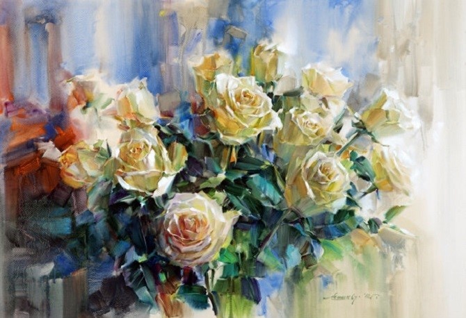 Олег Тимошин. Мороз и солнце. 2012. Бумага, акварель. 48 х 69