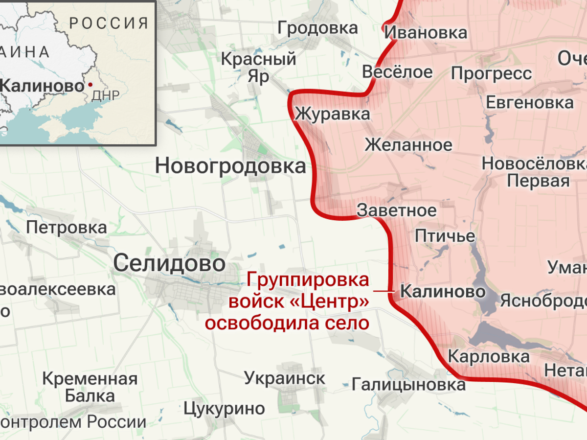    Группировка войск "Центр" освободила село Калиново в ДНР© Инфографика