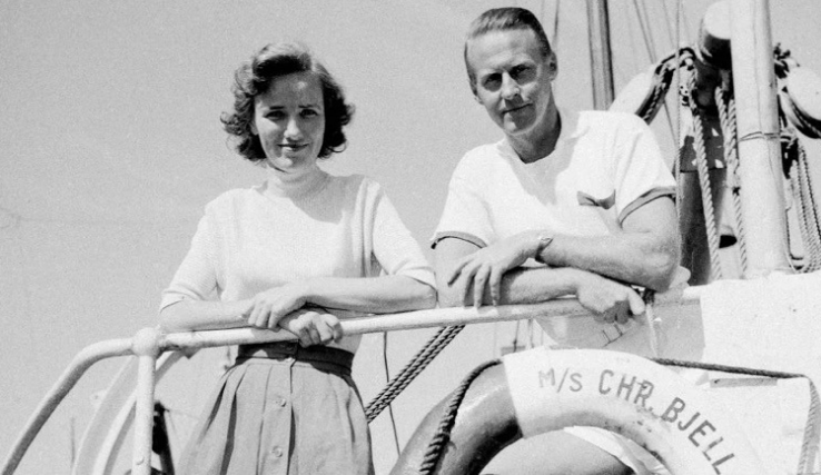 Тур Хейердал с женой Лив