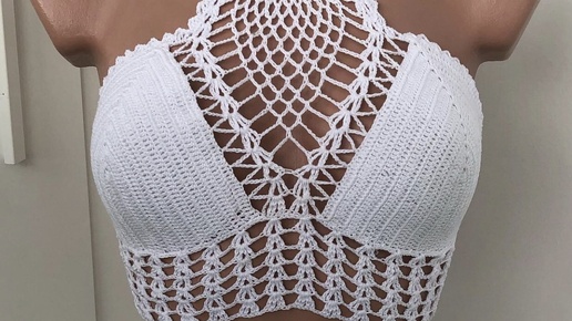 Вязаный топ крючком с ананасом. Crochet bikini. Crochet top a pineapple.