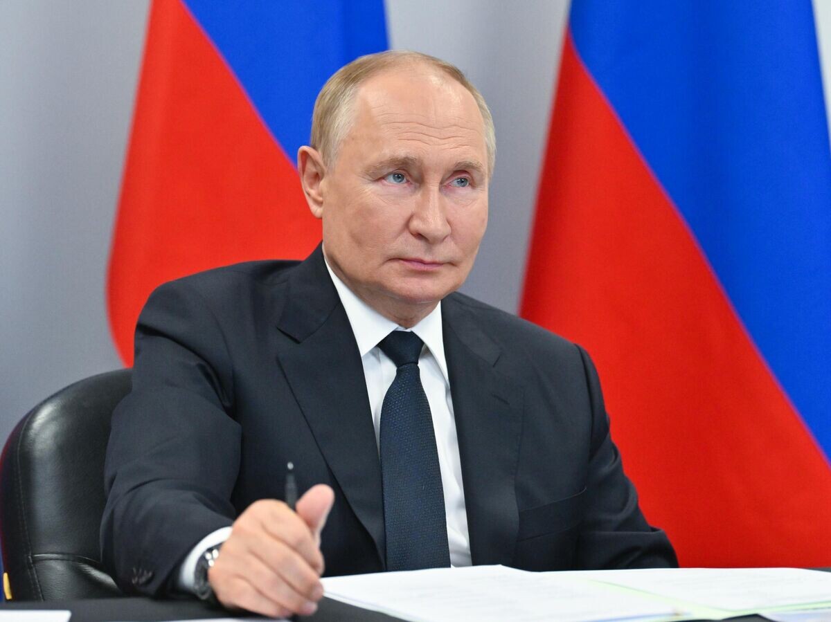    Президент России Владимир Путин проводит в ситуационном центре правительства Тывы в режиме видеоконференции совещание по вопросам социально-экономического развития Республики Тыва© РИА Новости / Кристина Кормилицына