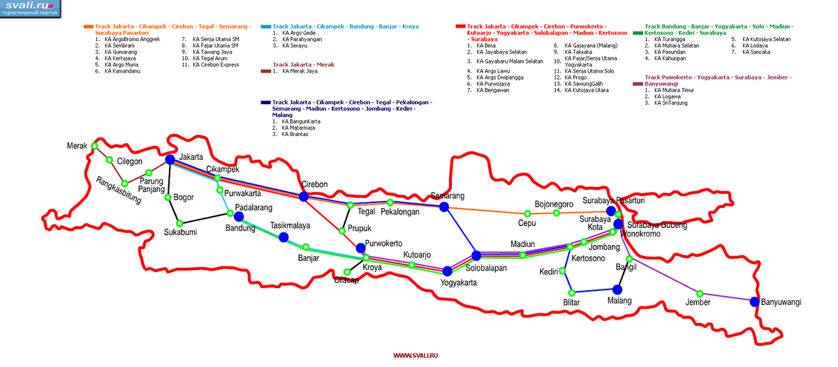 Карта жд острова Ява