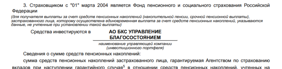 скрин из выписки по лицевому пенсионному счетк