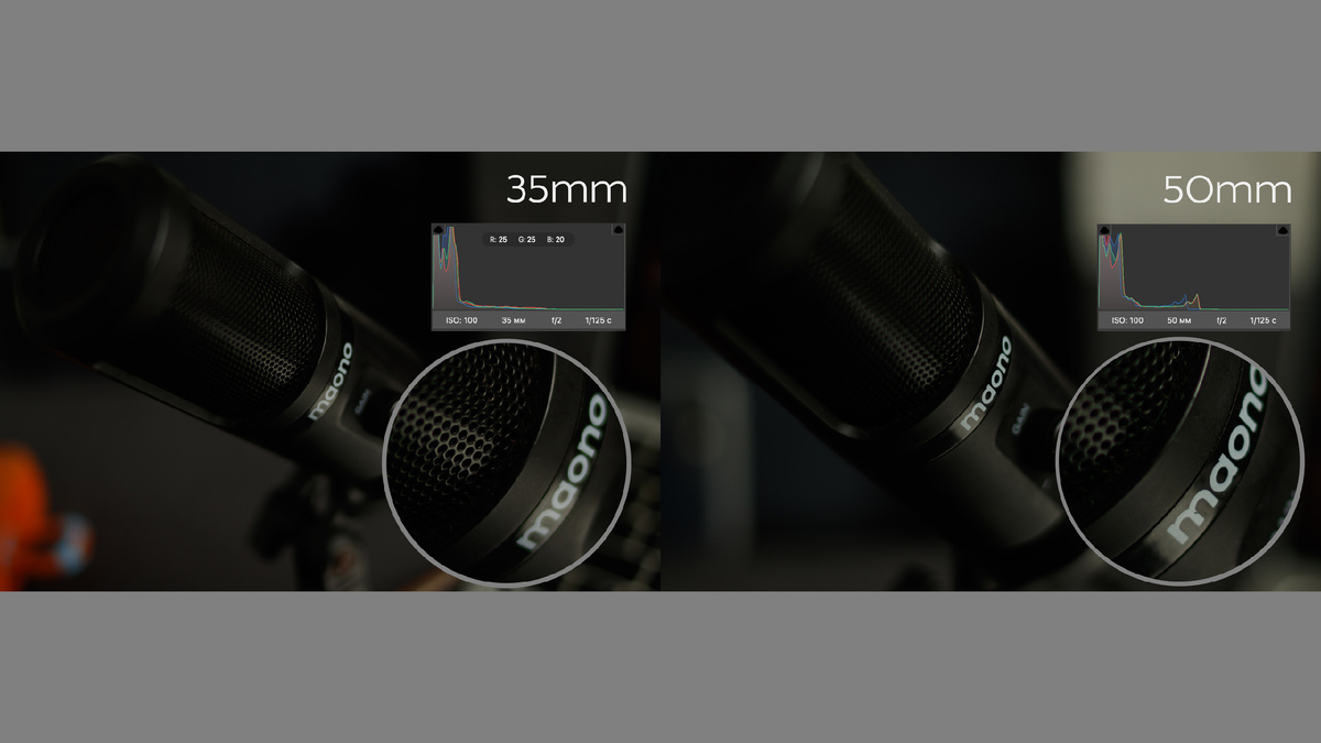 Навёл автофокус на буквы. 35 мм промахнулся