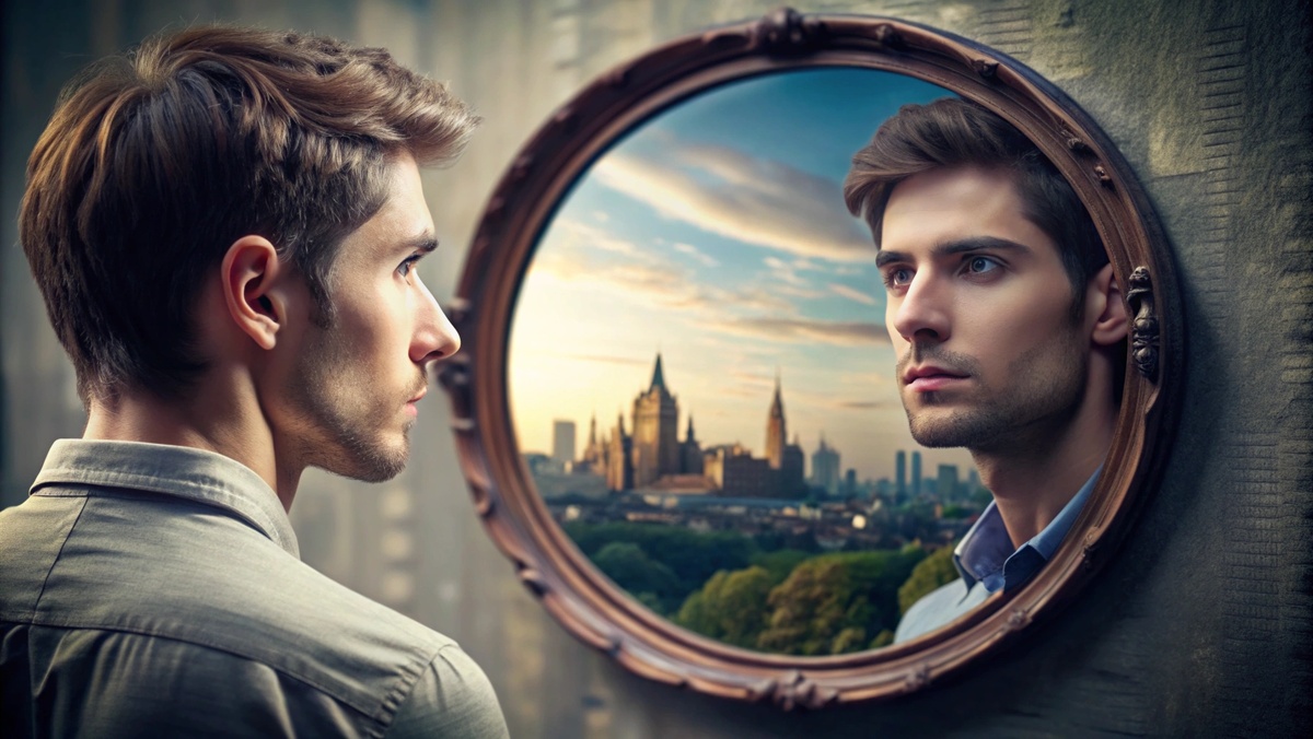 Он стоял перед зеркалом в прихожей своей небольшой квартиры, но вместо привычного отражения видел... город