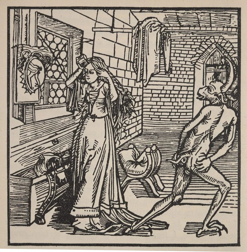 Альбрехт Дюрер. Демон тщеславия и кокетка. 1498 год. Фото из открытых источников