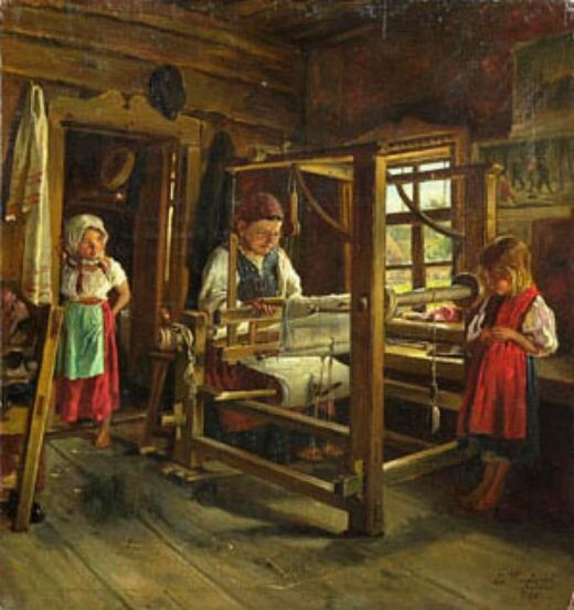 В. Маковский "Ткачиха с внучками" (1886
