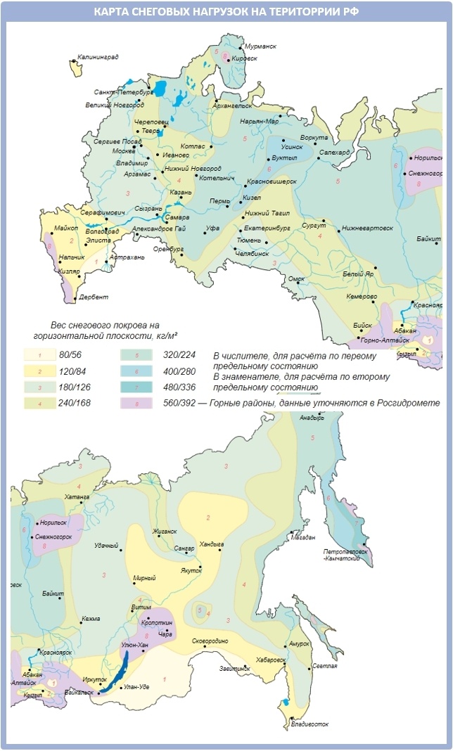 Карта снеговых нагрузок 