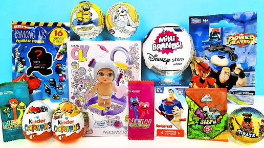 Download Video: СЮРПРИЗ MIX! ZURU Mini Brands Disney, Among Us, Power Players, Скрепыши New Unboxing Kinder Surprise