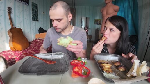 МУКБАНГ НАРЕЗКИ ЛУЧШЕЕ - ШАУРМА / КЕБАБ / КАРТОФЕЛЬ И ГРИБЫ НА ГРИЛЕ / Mukbang АСМР 08. 09. 2024