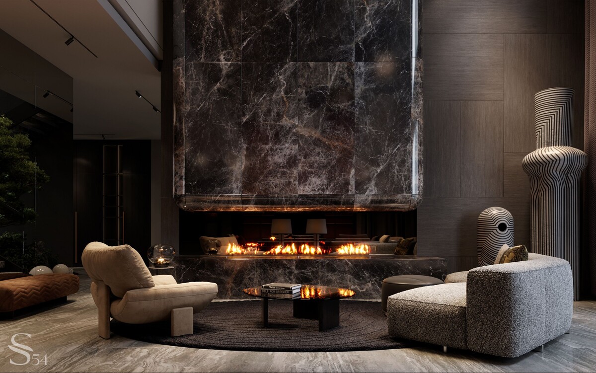 Портал камина из мрамора Cafe Moca