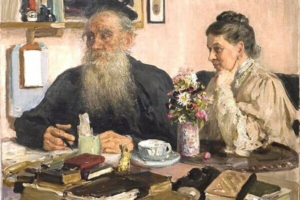   Илья Репин. Портрет Л.Н. Толстого с женой С.А. Толстой. 1907 – 1911 г.г. aut-aut