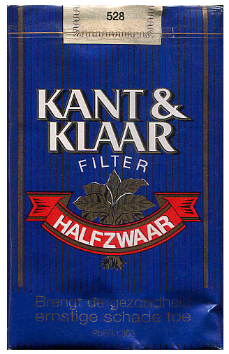 "Kant & Klaar" Filter. Нидерланды, 1990-е годы. 19 штук с фильтром в мягкой упаковке и в  целлофане. Смола 14 мг, никотин 1,2 мг. Цена (была) 3,95 форинта. Производитель: Сигаретная компания "Ootmarsum". Владелец торговой марки: Сигаретная компания "Ootmarsum".