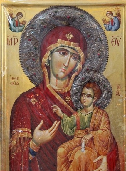 Иверская икона Богородицы. Современная копия афонской иконы.