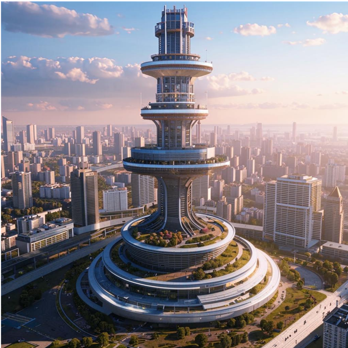 Такая или похожая смотровая башня должна стоять в каждом городе новых технологий