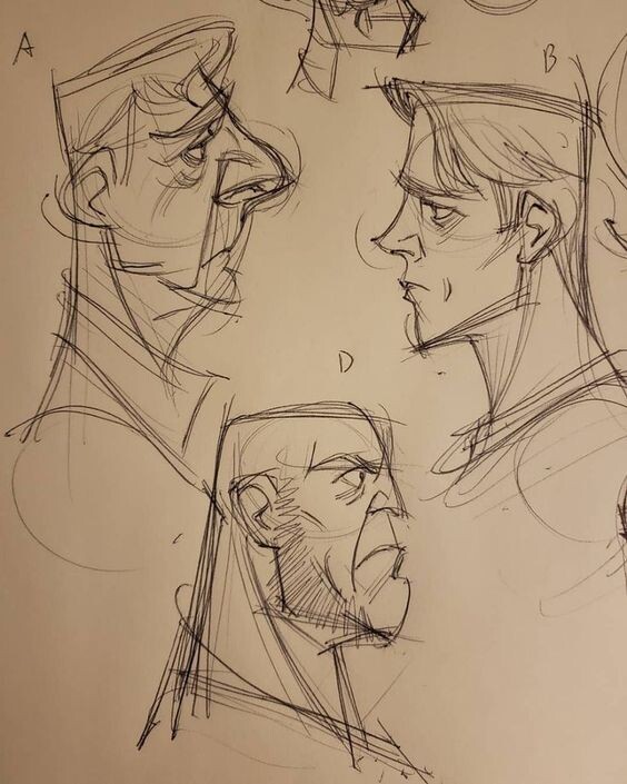 Например, не вырисовывать до идеала одного персонажа, а сделать вариации, нарисовав его в разном возрасте. Вы не только оттачиваете анатомию и работу с формами, но и учитесь правильно преобразовывать их в зависимости от возраста. Источник: https://www.pinterest.com/pin/211174972780383/