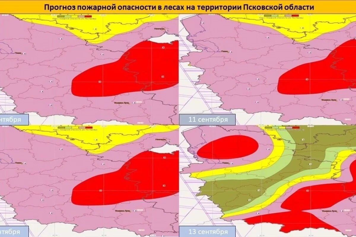    Пятый класс пожарной опасности установился на западе Псковской области