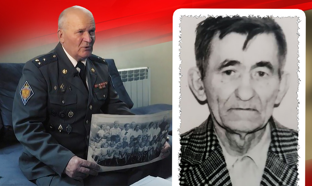 Кузовов показывает фотографию детей и воспитателей детского сада (для сирот, собранных по окрестным деревням), которые тоже были в момент прихода карателей в Гуторово / Василий Тараканов