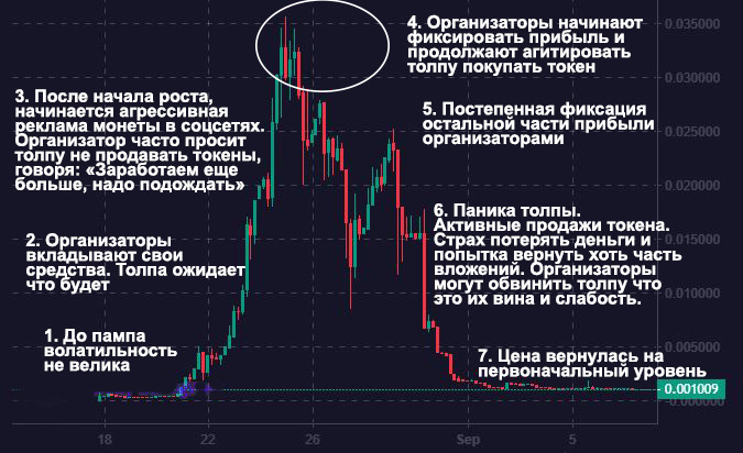 Наглядный пример схемы Pump&Dump на графике
