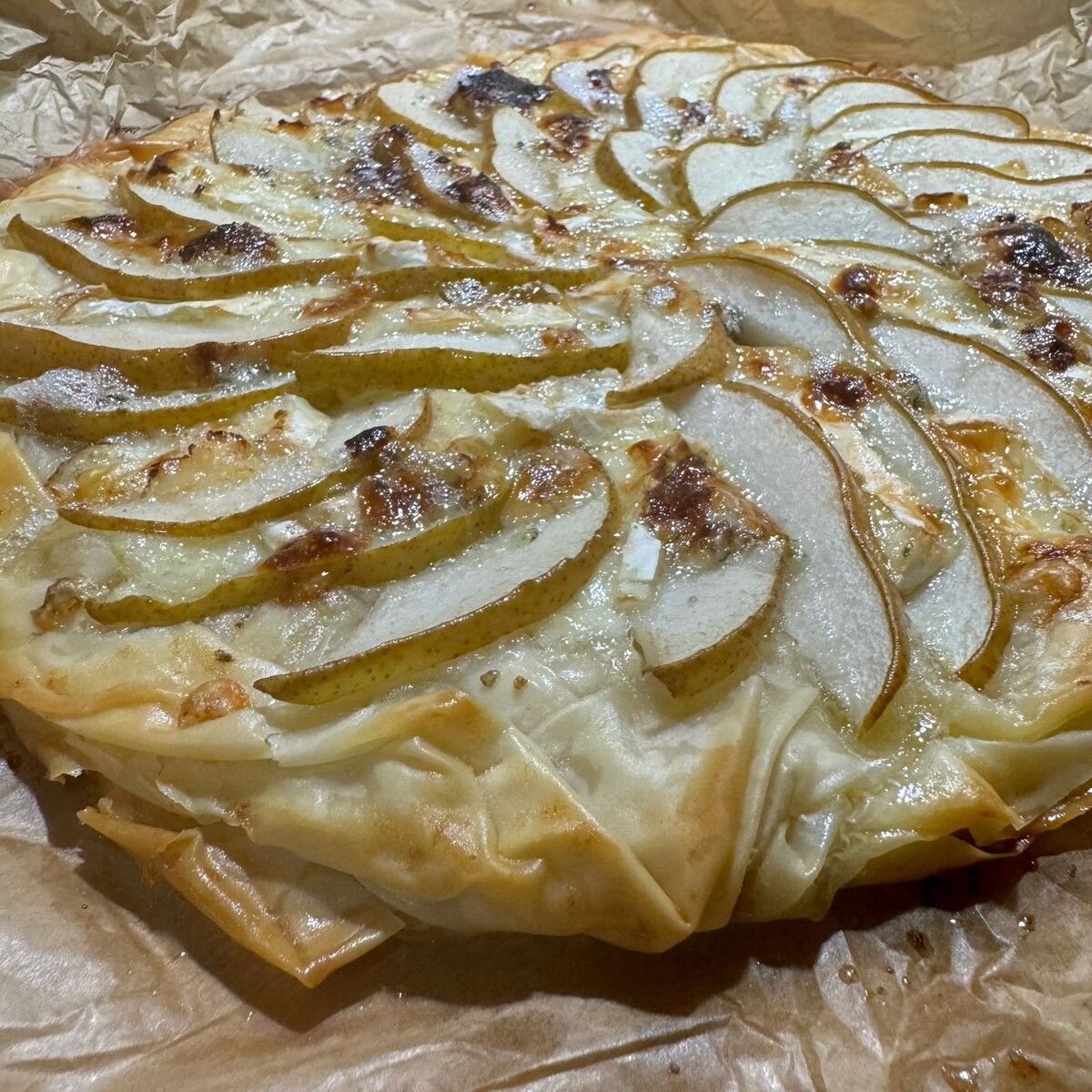 Пирог с грибами из теста фило