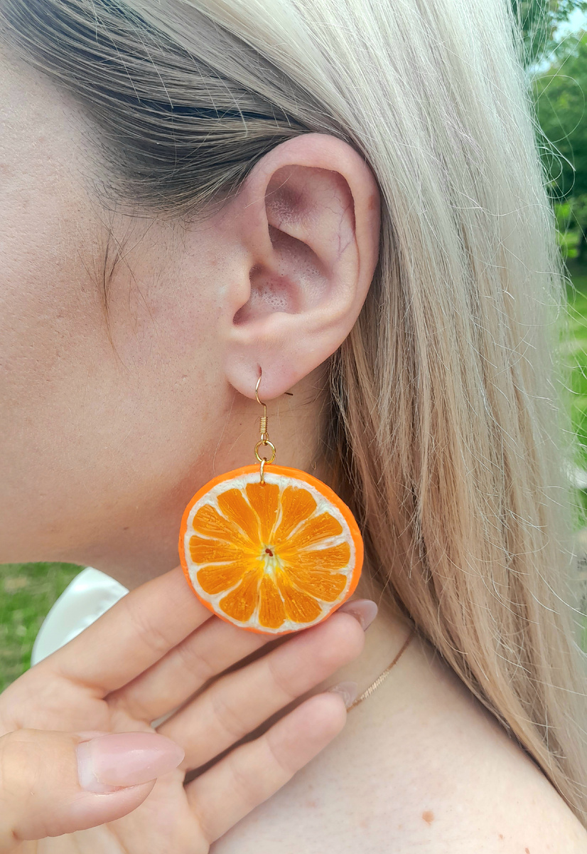 Серьги Апельсины из полимерной глины