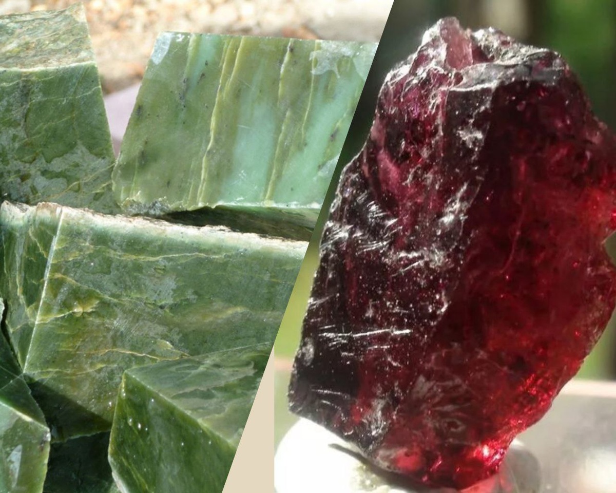 Нефрит и гранат.