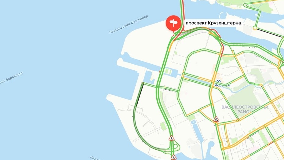    Проспект Крузенштерна на карте Петербурга Автор фото: "Яндекс Карты"