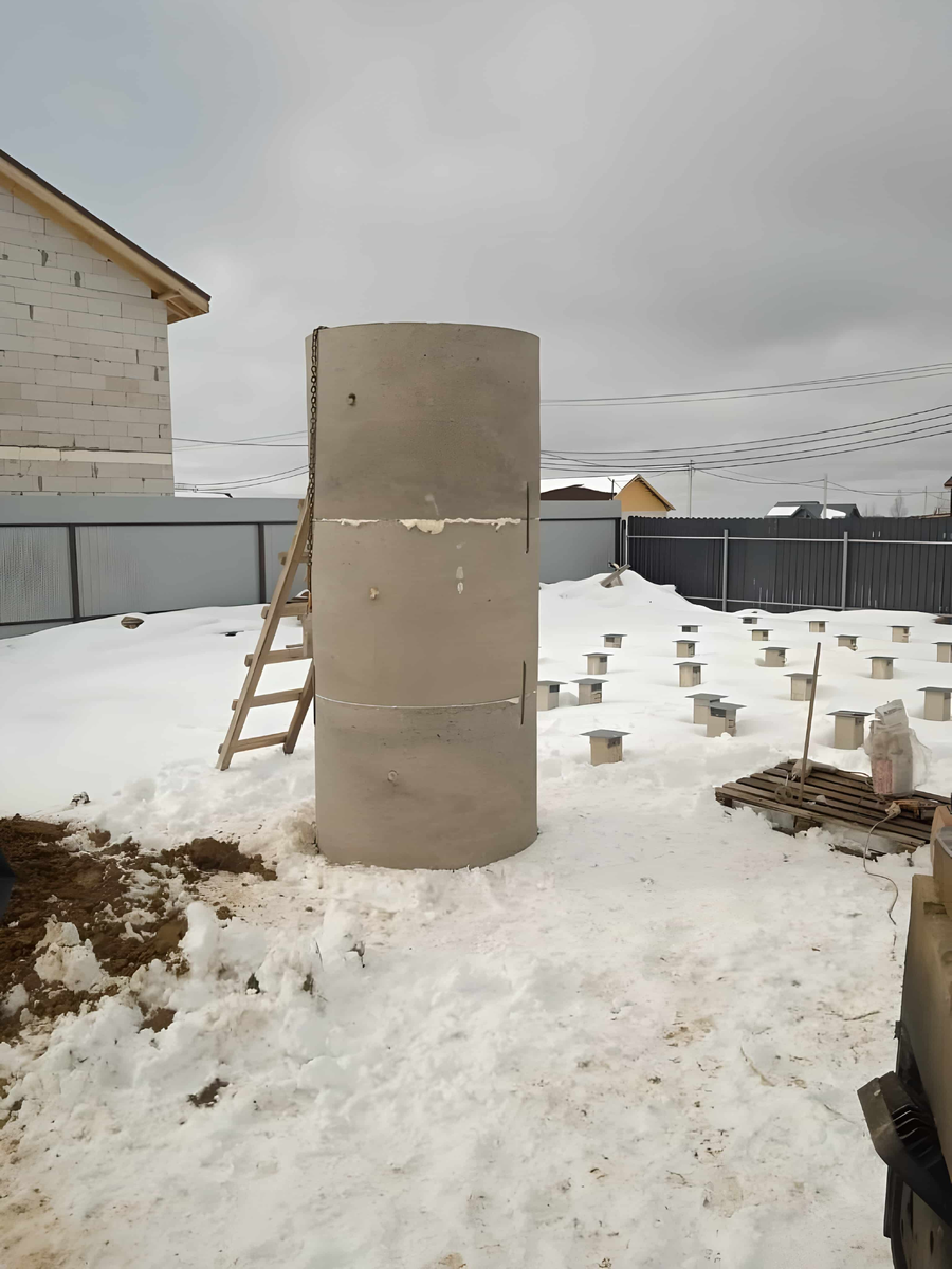 Конструкция будущего колодца из бетонных колец