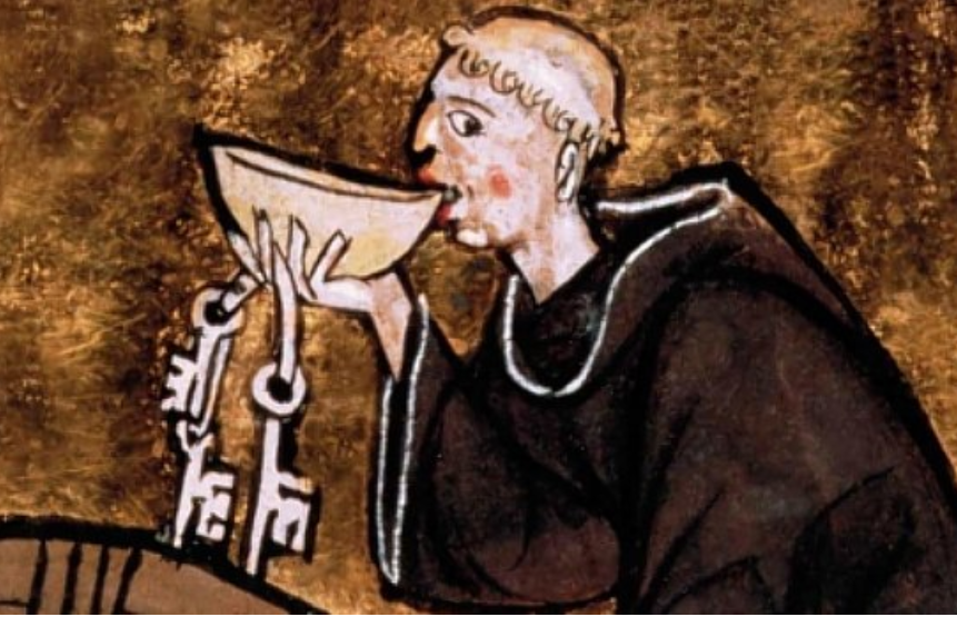 Монах, кажется, сейчас нахрюкается.