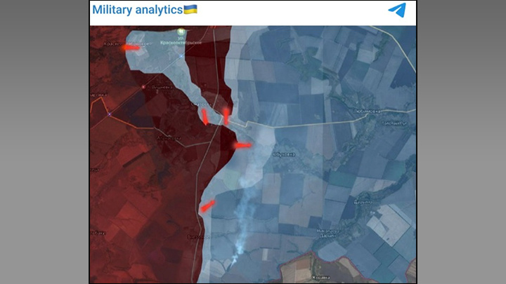 ВСУ АКТИВНО ПОПАДАЮТ В "КОТЛЫ". СКРИН С ТГ-КАНАЛА MILITARY ANALYTICS