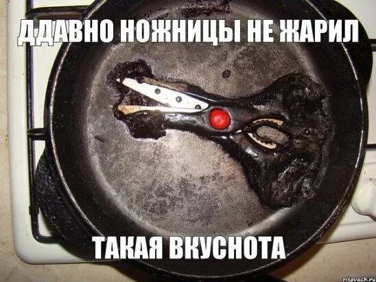 Когда решил пожарить ножницы, но забыл их посолить