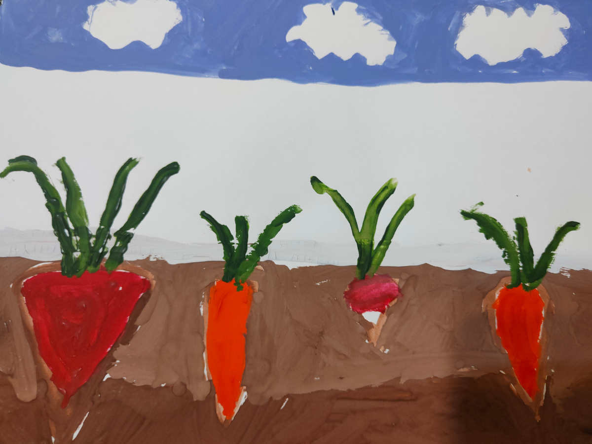 Рисунок сына красками в 1 классе. Фото моё