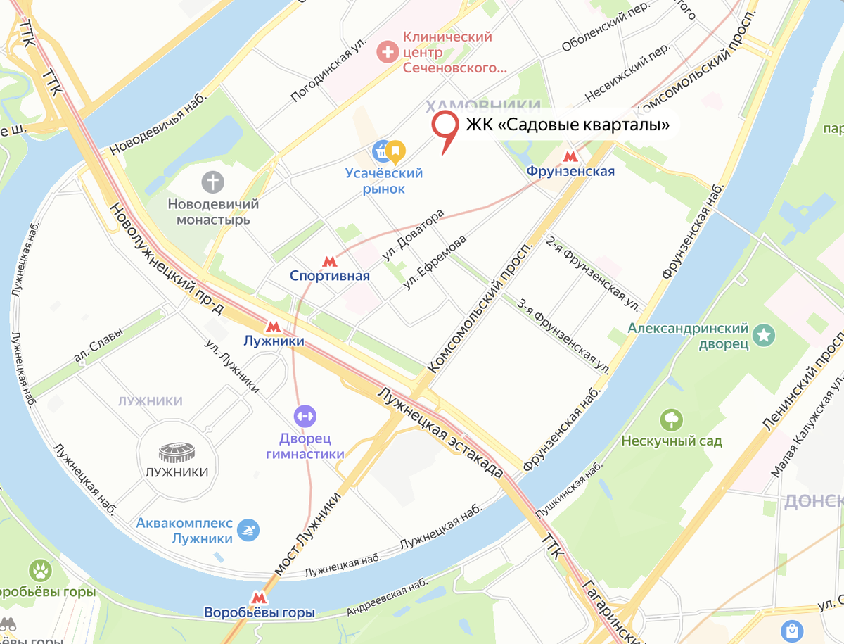 Расположение ЖК на карте